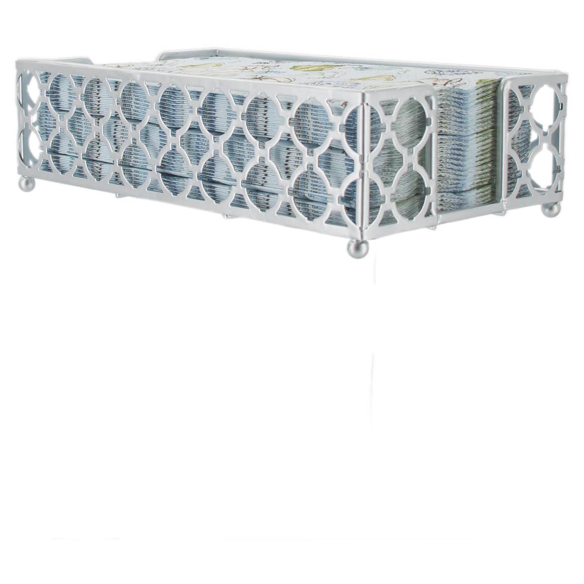 Boston International – wholesale Napkin holder – Paper Guest Towel Caddy Trellis Silver0