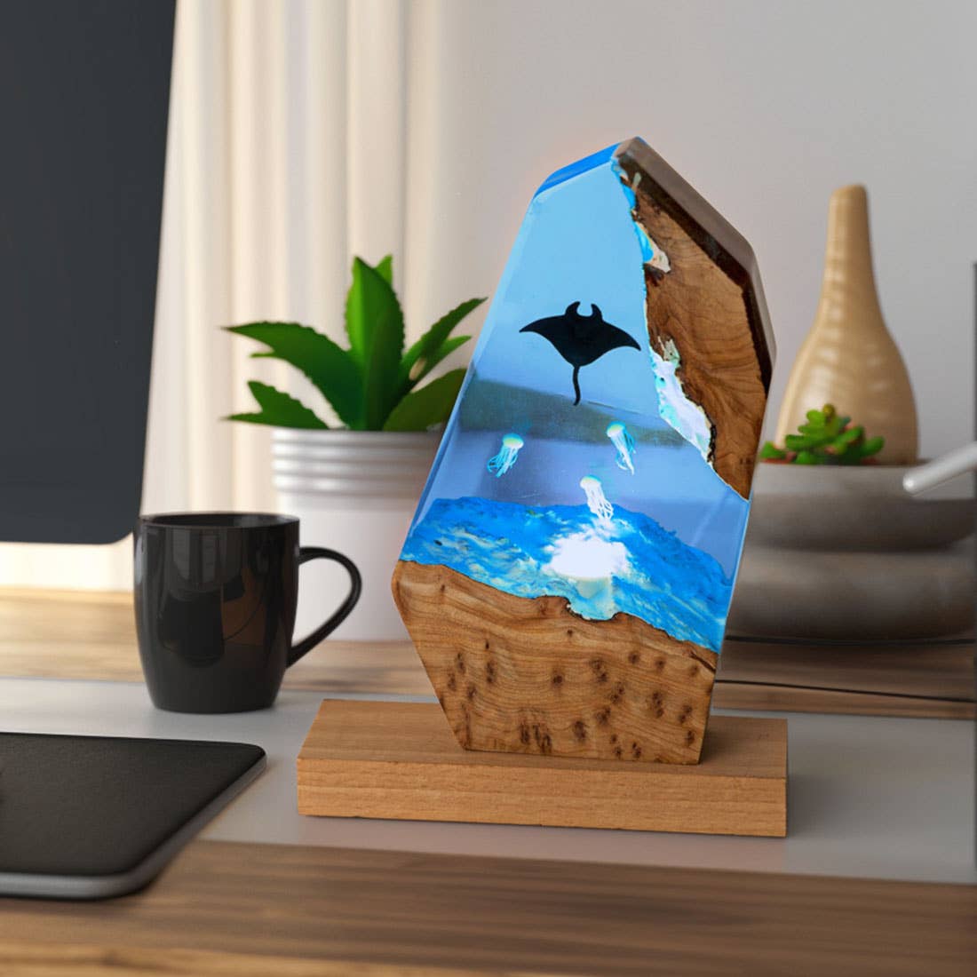 VIVZONE - Vente Veilleuses - Lampe de chevet à résine époxy2