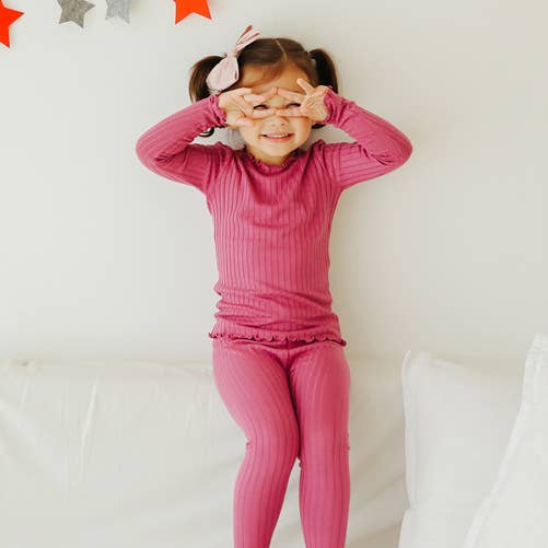 Shirring Modal Purple Pink Long Sleeve PJs for wholesale by Vaenait Baby