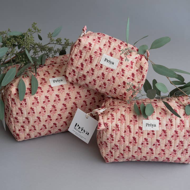 Priya Wear - Wholesale Makeup/Cosmetic Bag - Organic cotton cosmetic bag pink(washbag/pouch/makeup/purse)1