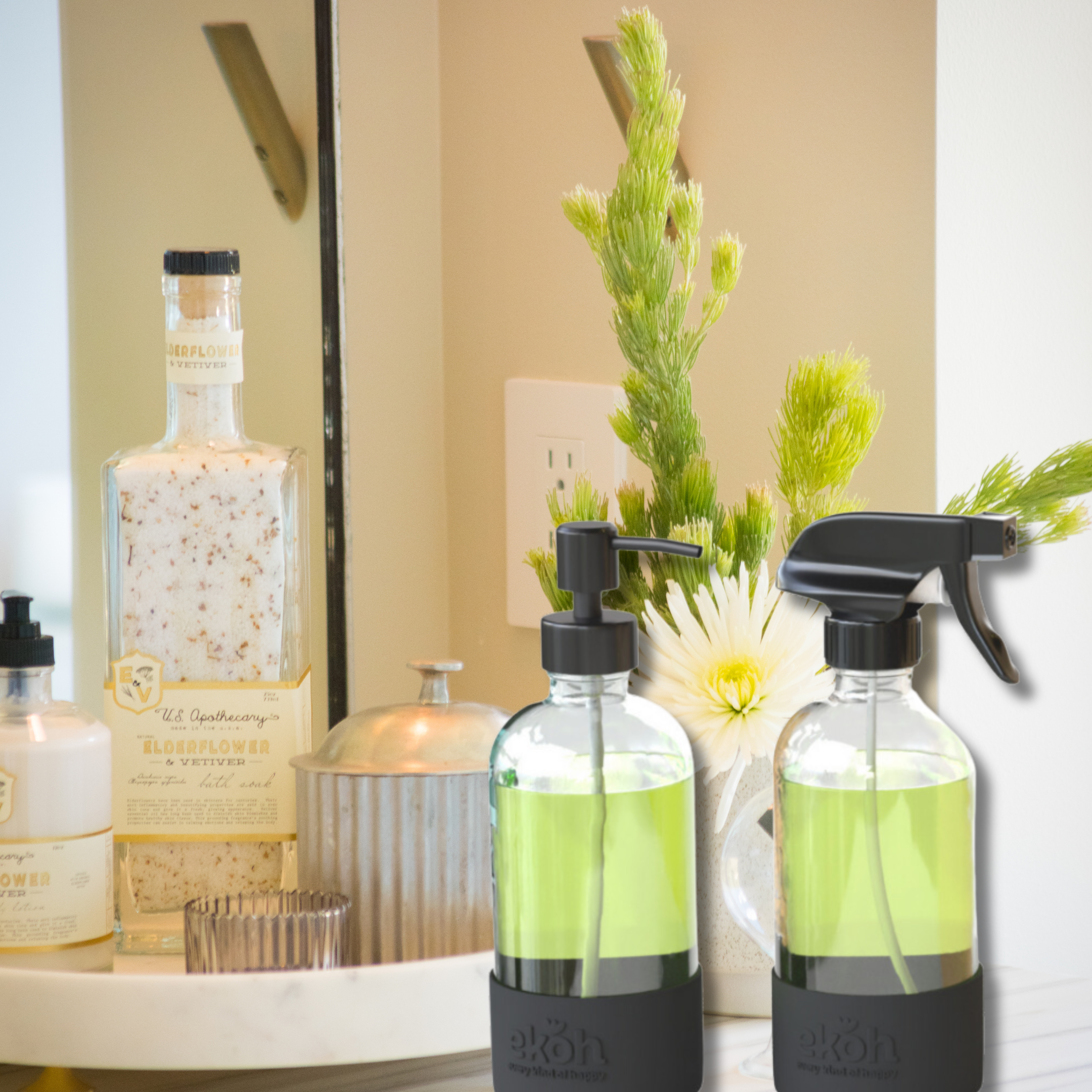 EKOH - Wholesale Soap dispenser - Clear Glass Bottles Bulk Buy Carton: 12 Sets 24  Bottles 1