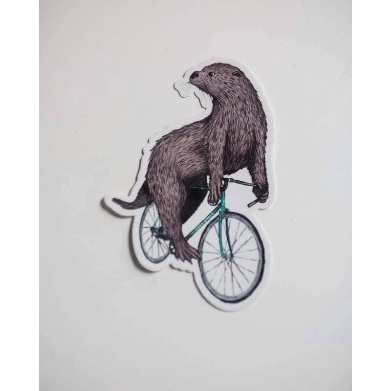Autocollant en vinyle Otter on a Bicycle pour la vente par Dark Cycle Clothing