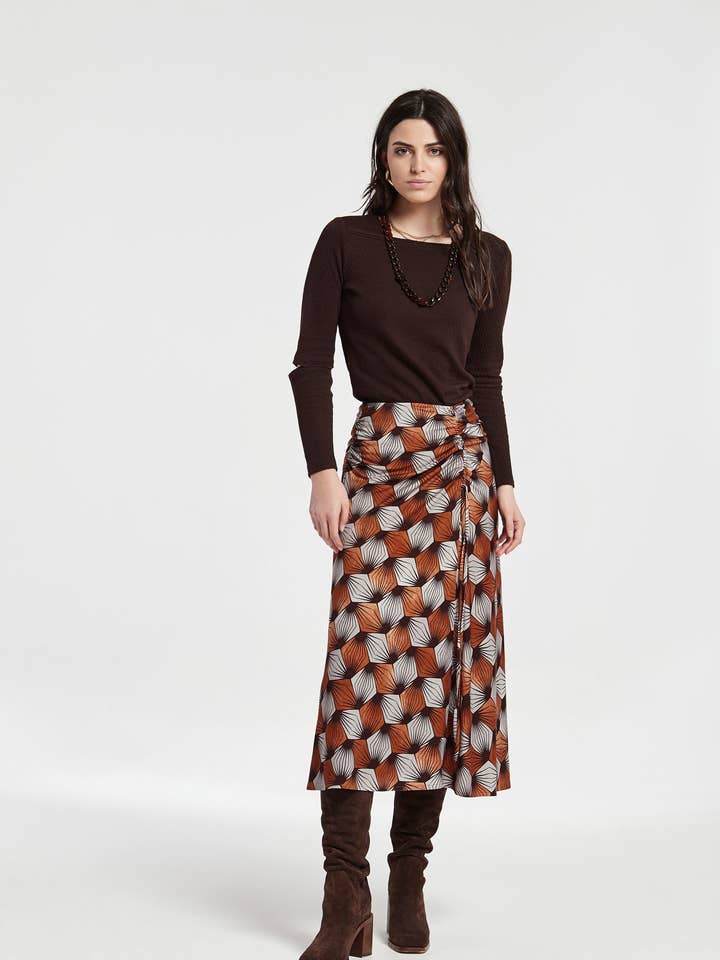 Gonna Drappeggiata Stampata per la vendita all'ingrosso da parte di OKY