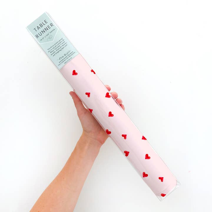 Cami Monet - Wholesale Disposable Table Cover/Runner - Ditsy Hearts Table Runner (Valentine's Day Party)
