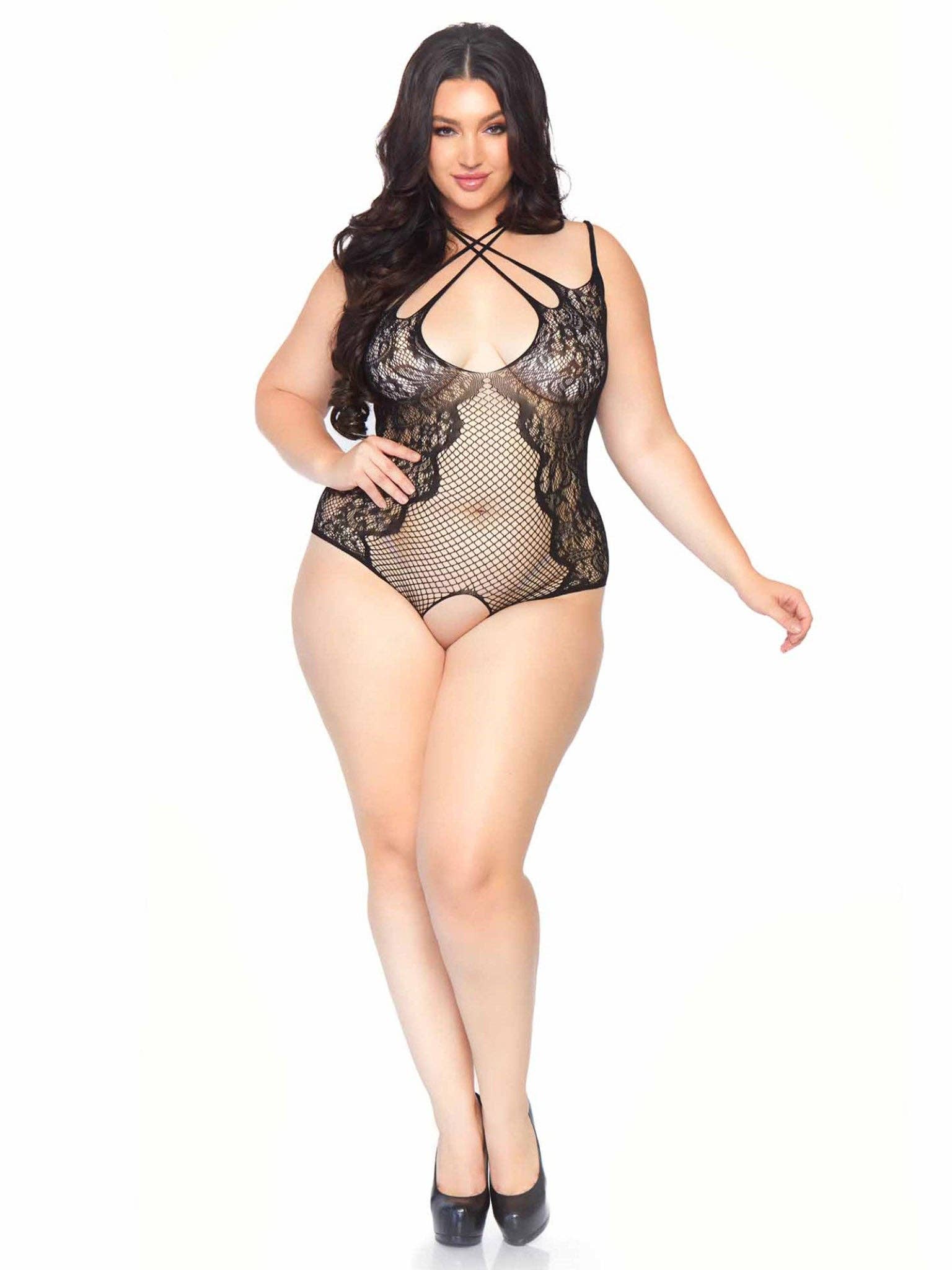 Black Afterglow Lace Halter Teddy for wholesale on Faire4