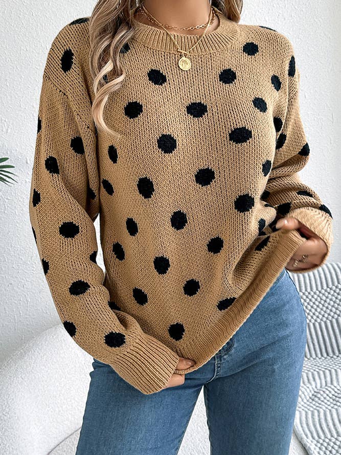 Strickpullover für den Winter mit Tupfenmuster für den Großhandel von Comely Fashion