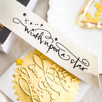 Wish upon a star calligraphy ribbon X Betty Soldi for wholesale by soch and co