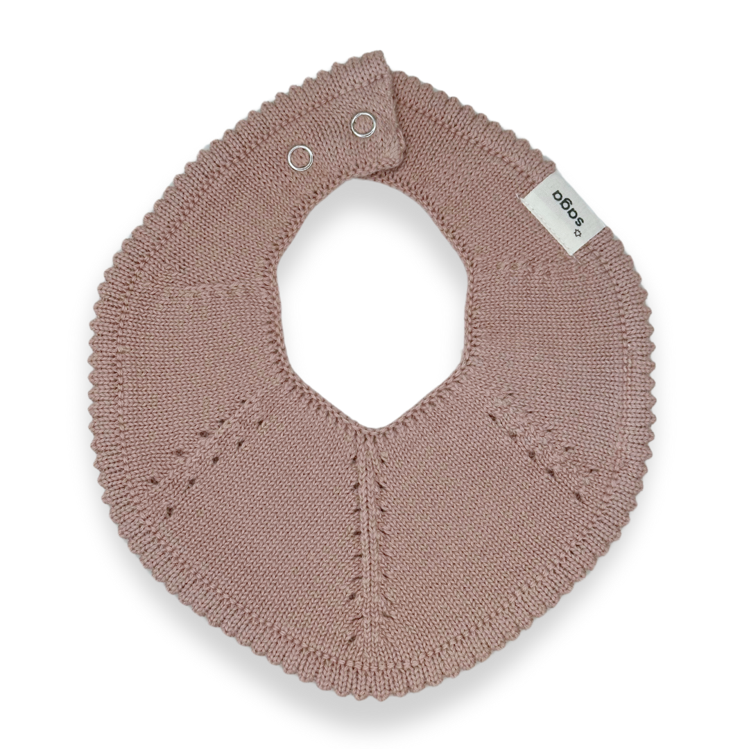 Saga Copenhagen - Wholesale Bib - Baby - Knitted Bib - Organic cotton - Old Rose - Adjustable0