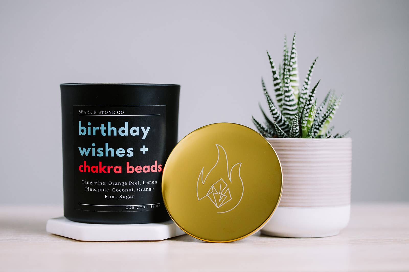 Spark & Stone Co - Wholesale Jar/Filled Candle - Birthday Wishes + Chakra Beads Candle3