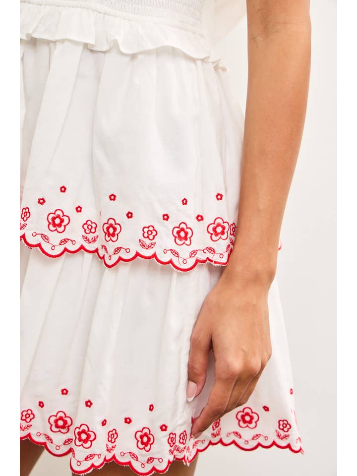 Mustard Seed - Wholesale Dress - Women's - HALTER NECK SMOCKED WAIST EMBROIDERED TIERED DRESS4