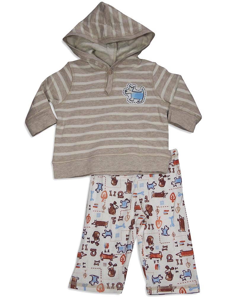 BEIGE Pepper Toes - Baby Boys Long Sleeve Dog Hoody Pant Set for wholesale on Faire0