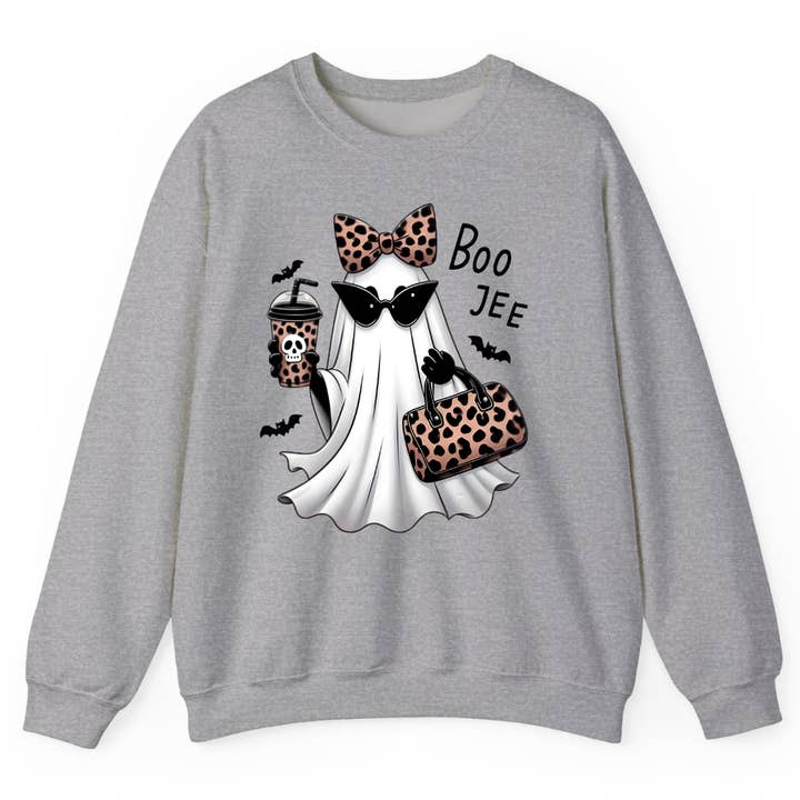 TheWorldOfMYes - Wholesale Graphic Sweatshirt - Women's - Boo Jee Halloween Sweatshirt – Funny Ghost Fall Outfit1
