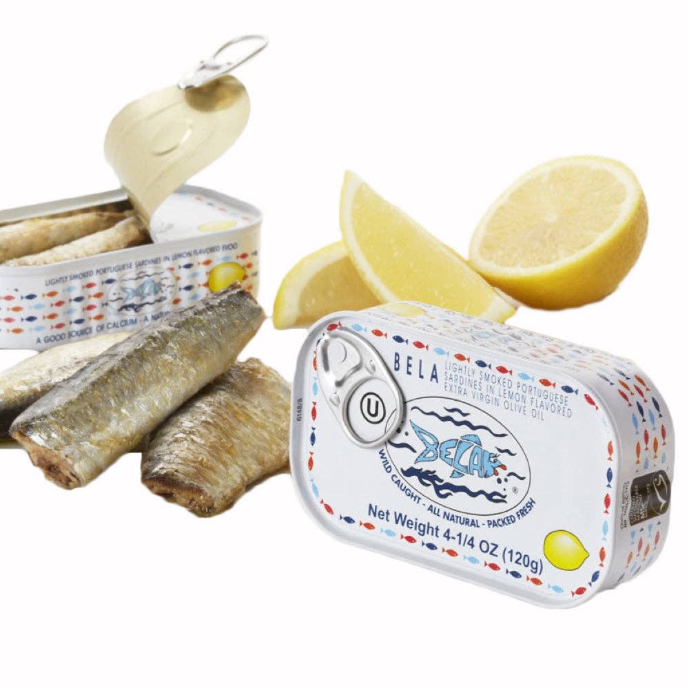 Tin Can Fish ( BELA, Cantara, Mar, Porthos, Varina ) - Wholesale Tinned Fish - Bela Lightly Smoked Sardines in Organic EVOO - 12 Pack3