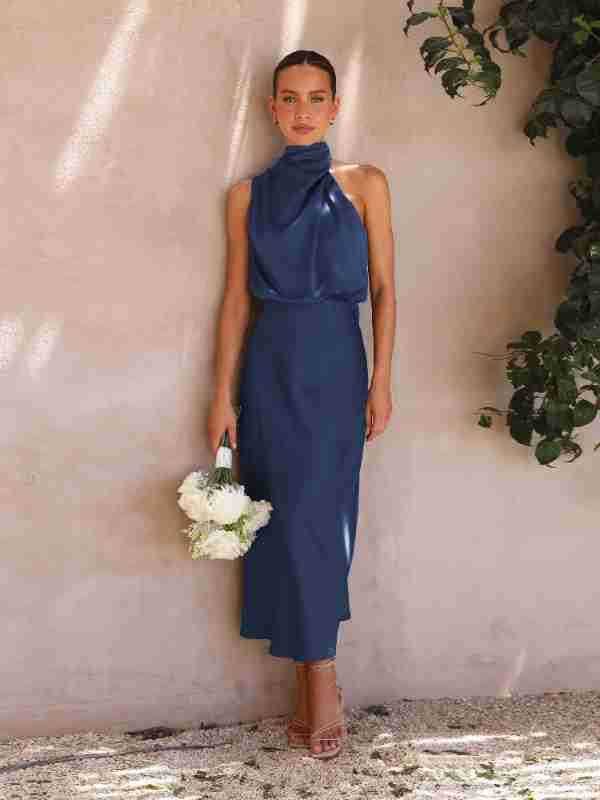 Sweetkama - Wholesale Dress - Women's - Ladies Eleganr Sleeveless Satin Midi Dress GQQT8