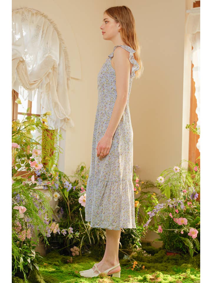 ROSIE POSIE - Wholesale Dress - Women's - RP2395 - Blue Blossom Print Long Dress2