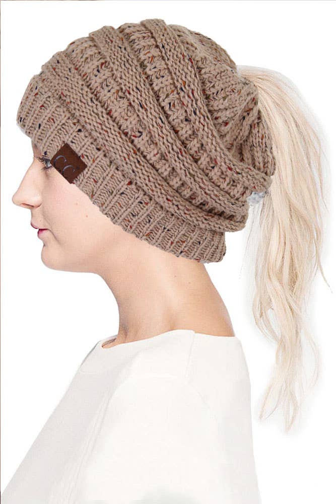 Hana - Wholesale Beanie - Women's - C.C Confetti Ponytail Messy Bun Beanie24