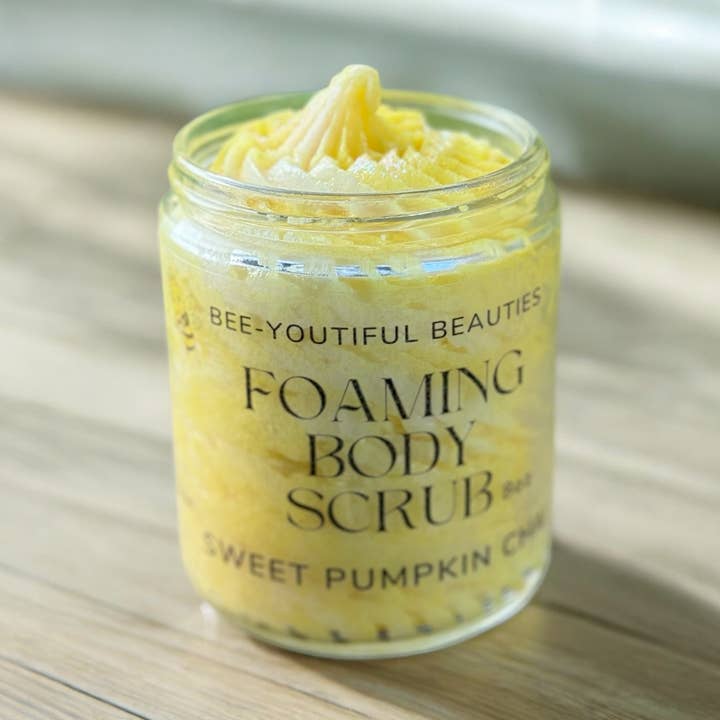 SWEET PUMPKIN CHAI FOAMING BODY SCRUB for wholesale by Bee-Youtiful Beauties