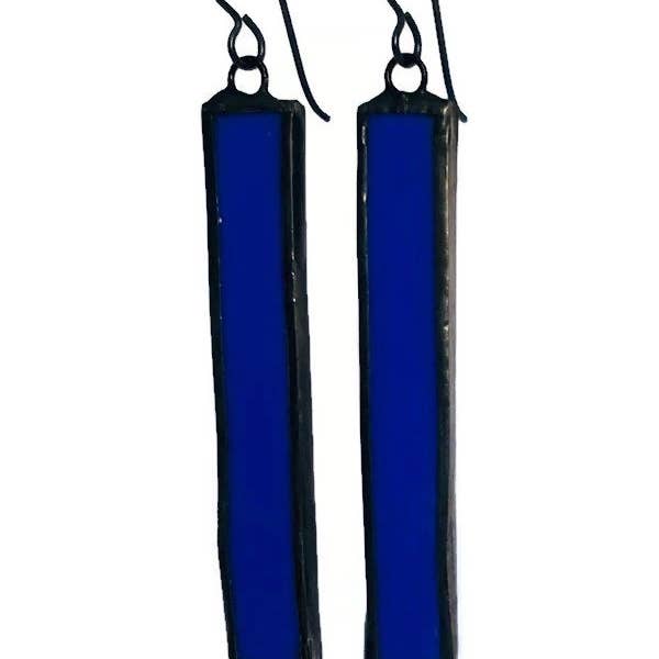 Glas-in-lood Oorbellen-Lange rechthoek-Violet voor wholesale door Citybitz