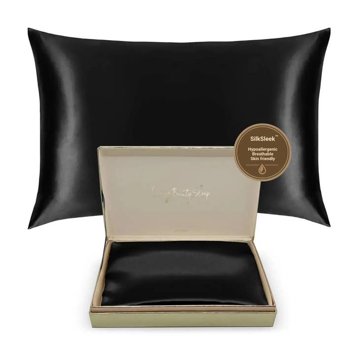 Funda de almohada de seda negra para venta al por mayor de SilkSleek®