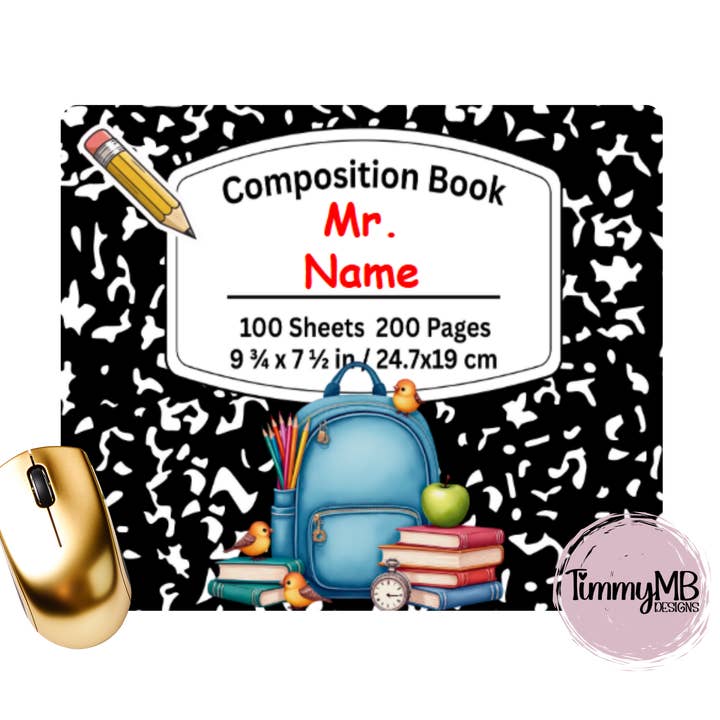 Composition Notebook: Blue Backpack - Custom Mouse Pad for wholesale by TimmyMB Designs