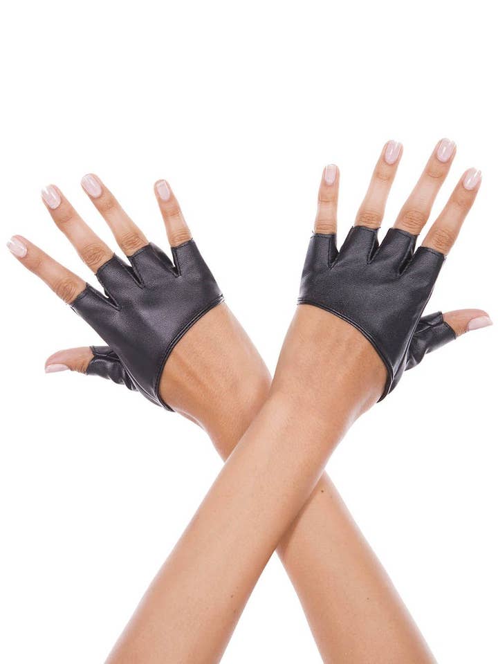 Music Legs Short Faux Leather Fingerless Gloves ML463 for wholesale by Lingerie Mart
