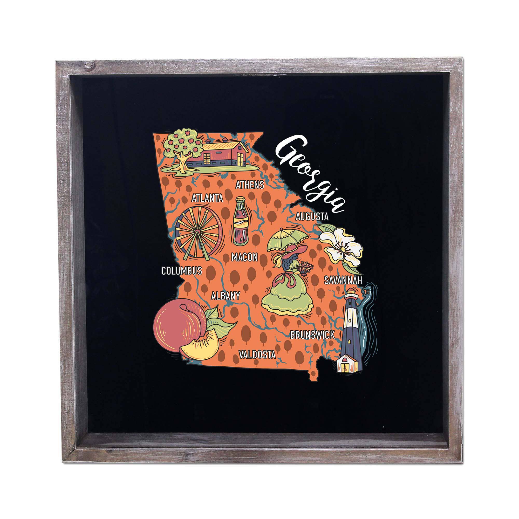 Torched Products - Wholesale Sign - State Map Design Shadow Box - Gray48