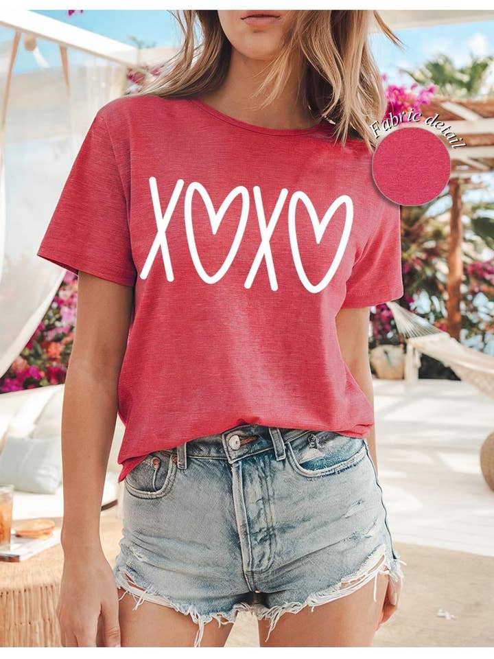 XOXO Valentine Graphic Heavy Cotton Tee for wholesale by COLORBEAR