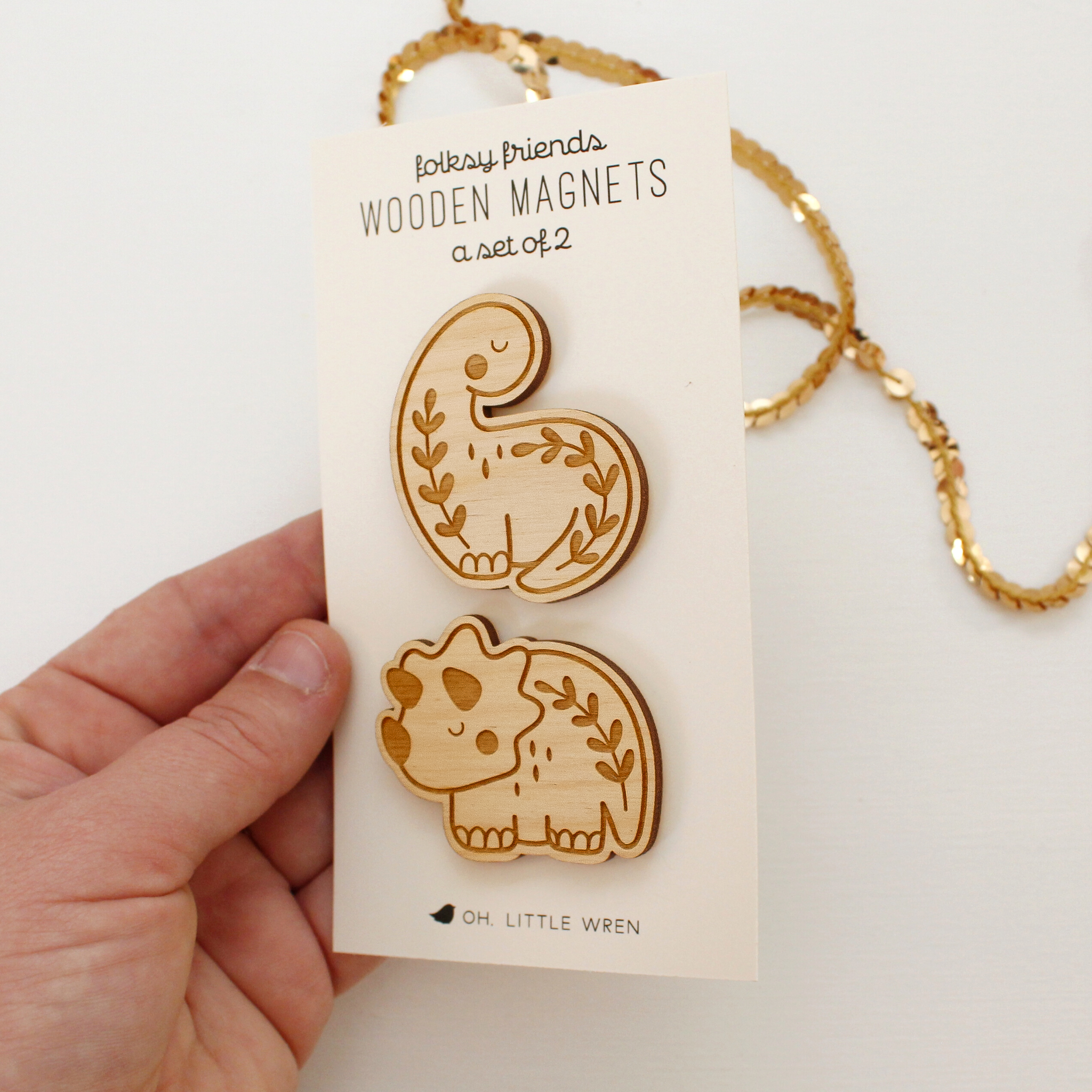 oh, little wren - Wholesale Magnet - Wood Dinosaur Magnet Pair | Cute Gift Item1