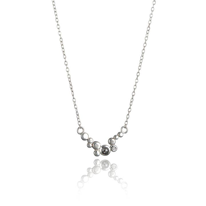 Dotty Solid Silver Organic Grey Diamond Necklace for wholesale by BOO jewellery