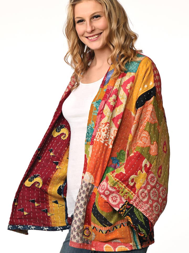 Sevya Handmade - Vendita all'ingrosso Kimono - Donna - Giacca Kimono Kantha reversibile in cotone5