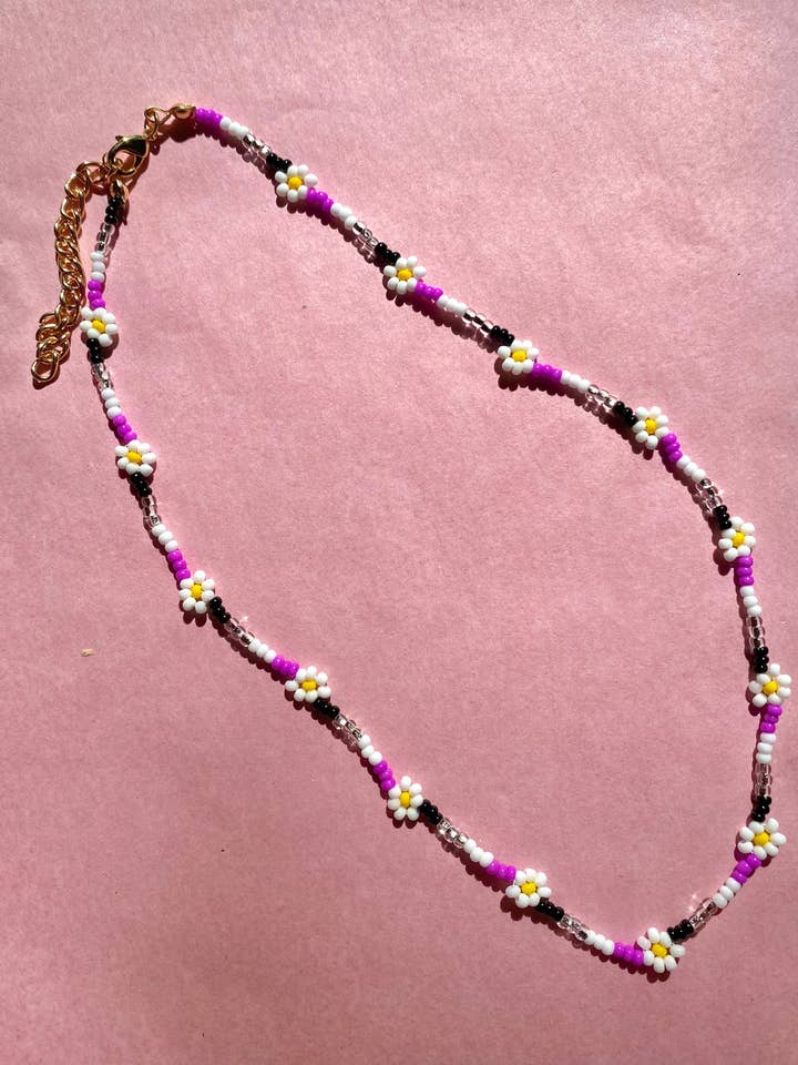 Asexual Flag Daisy Chain Necklace for wholesale by Lil Things Shop