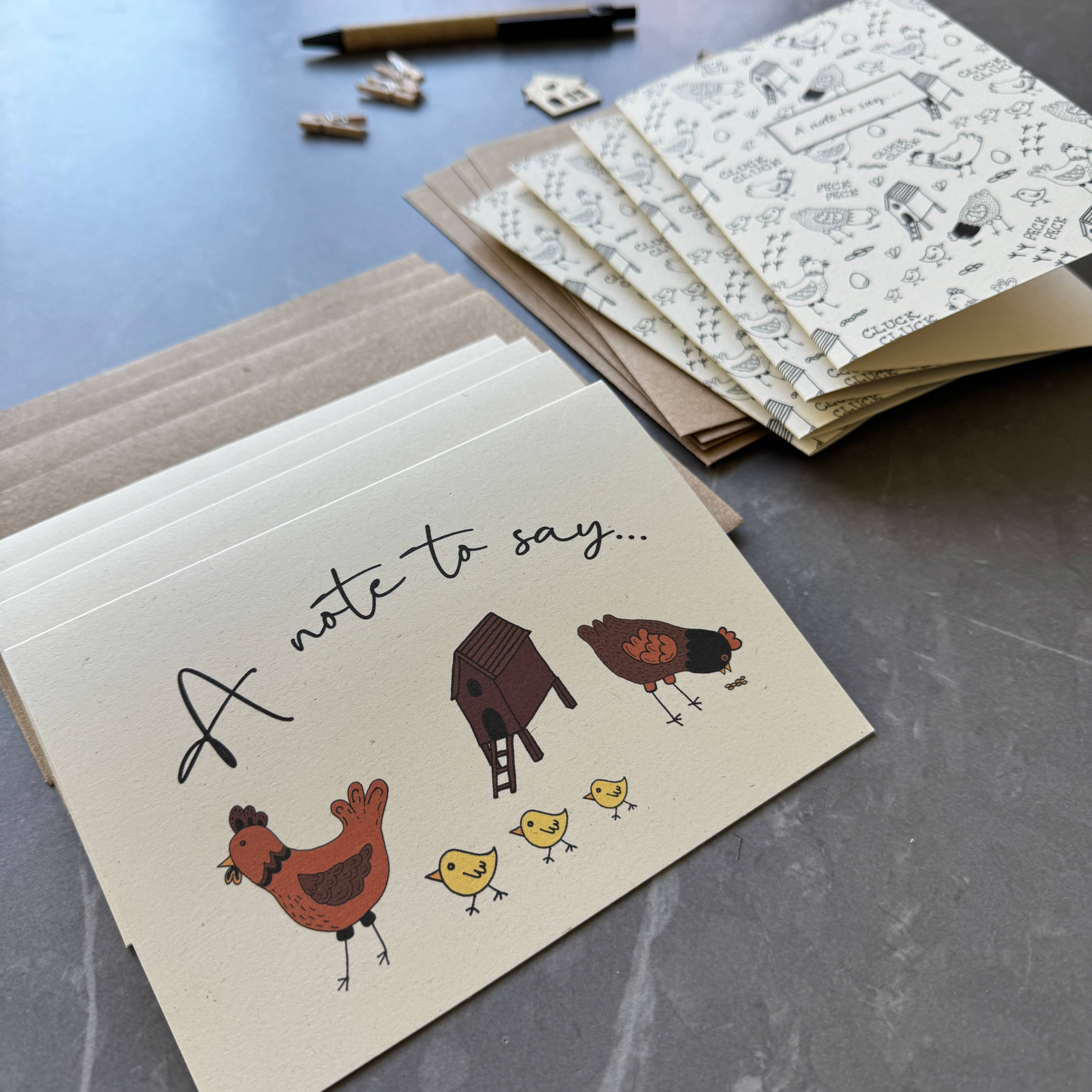 Tall Order - Wholesale Stationery/Notecard Set - Chicken Note Card Pack - multipack of blank cards with hens2