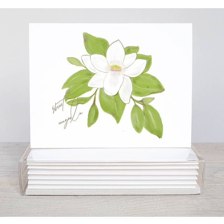 Sweet Magnolia Note Cards, Stationery, Gifts for Her for wholesale by Bebe Blu Designs, LLC