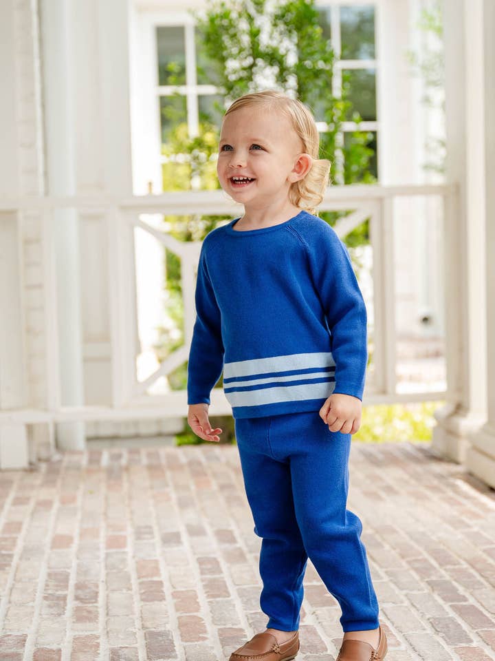 Blue Stripes Knit Sweater Set for wholesale by Ruth and Ralph