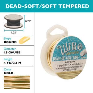 The Bead District - Wholesale Craft Supplies - BeadSmith, Craft Wire - 18GA (Gold)