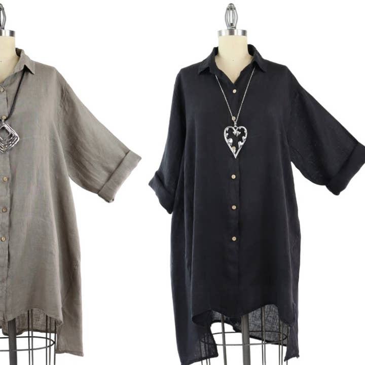 Chemise en lin surdimensionnée confortable, chemise en lin grande taille pour femme pour la vente par LINEN AND GAUZE
