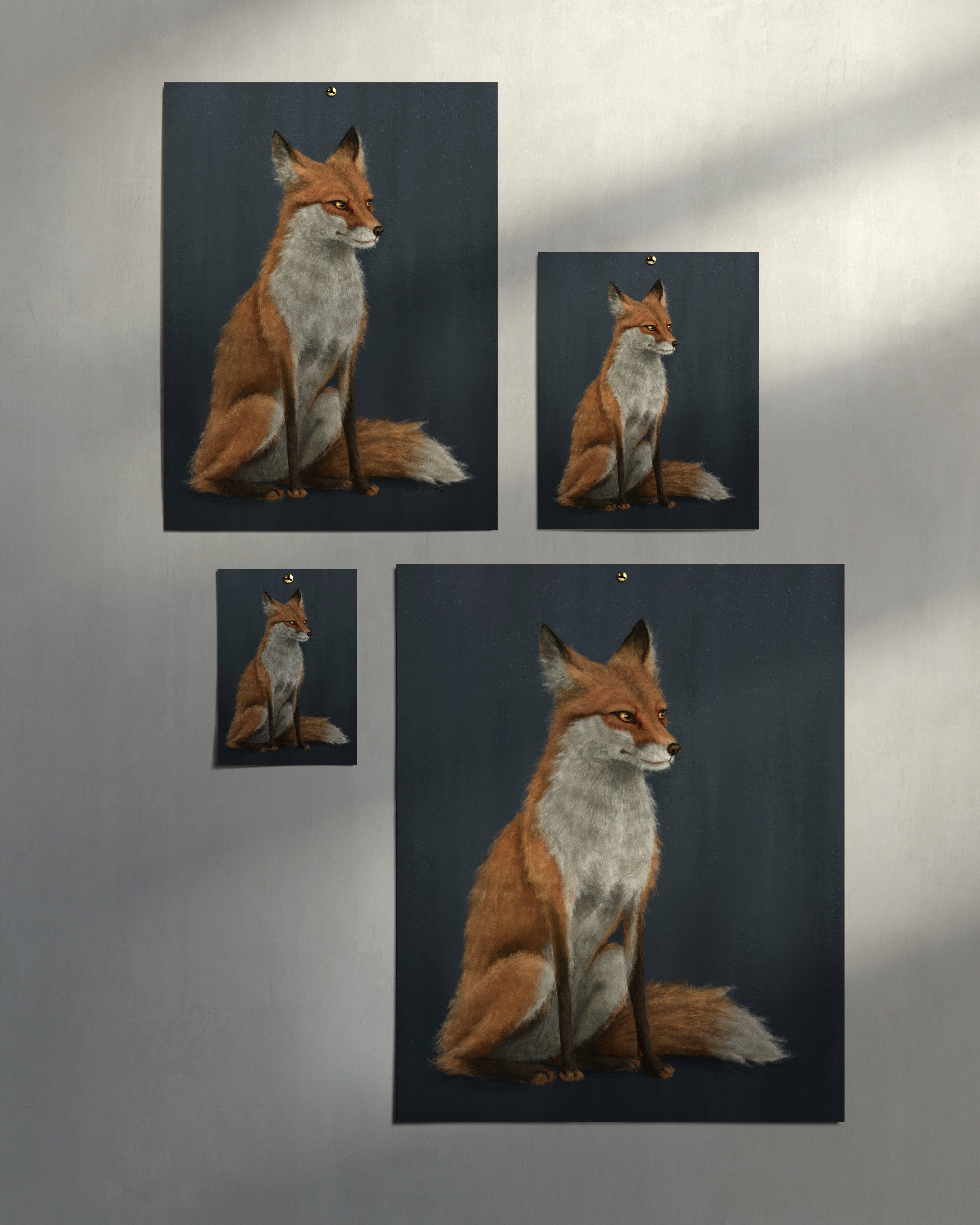 The Ugly Cat Studio - Wholesale Art Print - Red Fox Fine Art Print - Blue Edition27