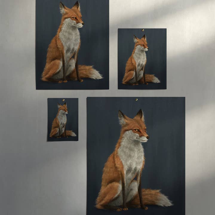 The Ugly Cat Studio - Wholesale Art Print - Red Fox Fine Art Print - Blue Edition27