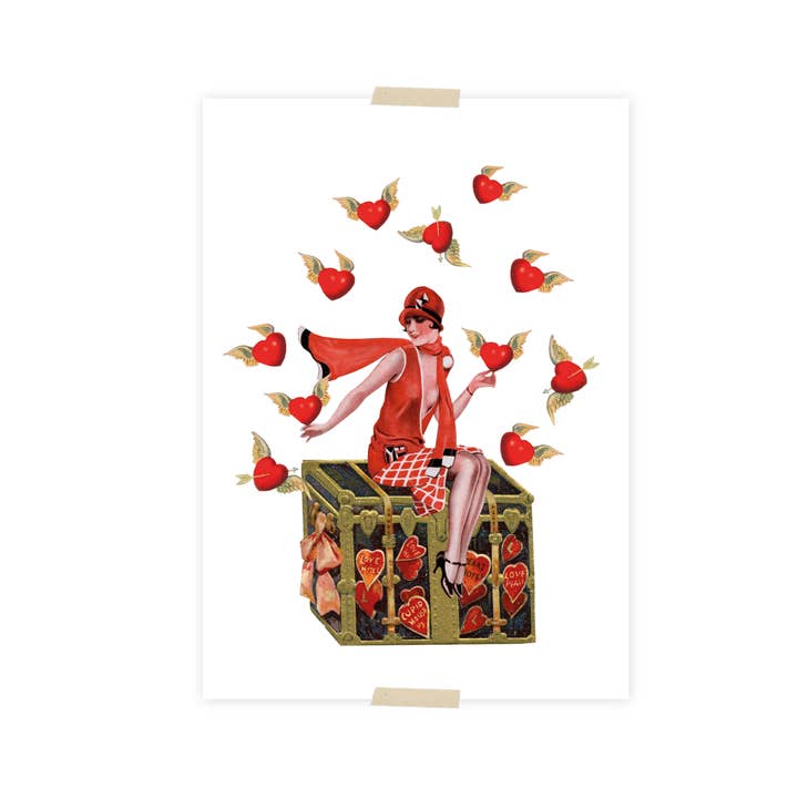 Lylies - Wholesale Postcard - Postcard collage girl captures hearts