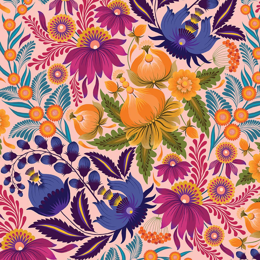 Printer Johnson Ltd - Vendita all'ingrosso Carta da regalo in fogli - Arte Popolare di Petrykivka | Carta da regalo, carta da imballaggio | Floreale1