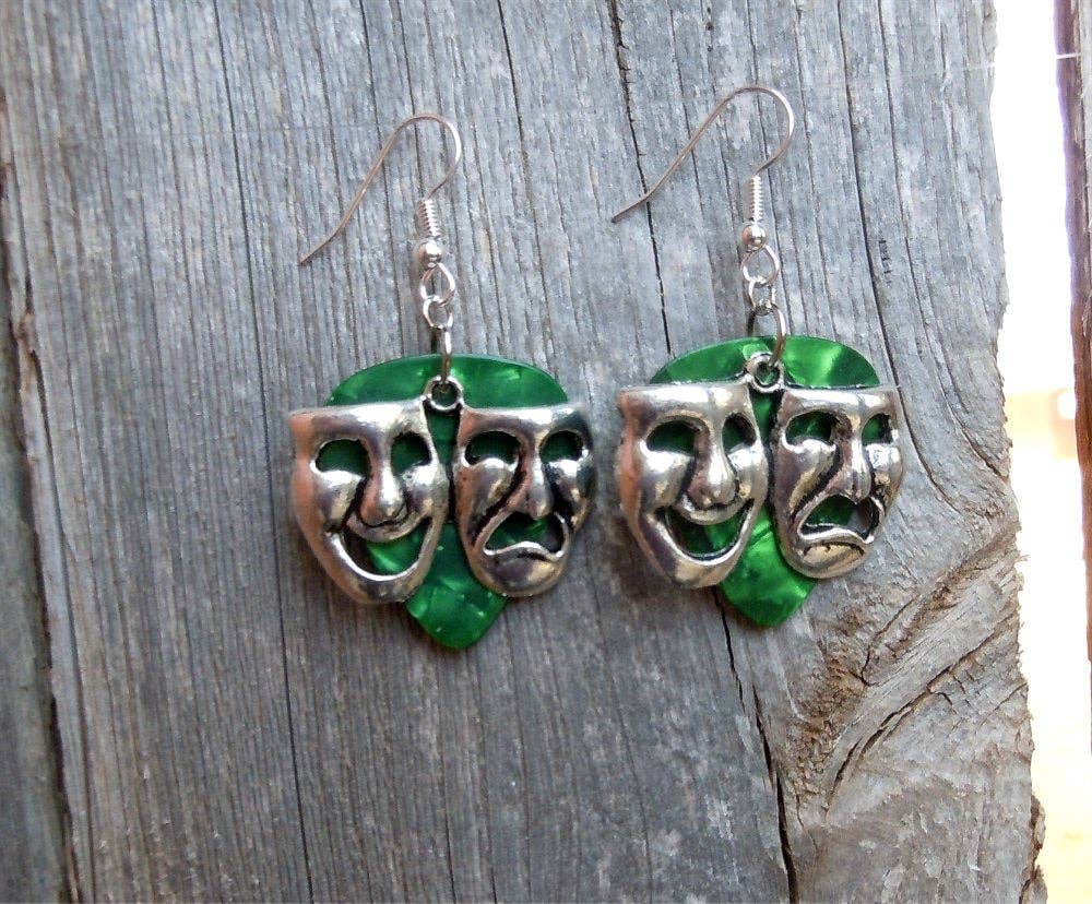 Simply Raevyn - Wholesale Dangle Earrings - Theater Mask Charm Guitar Pick Earrings20