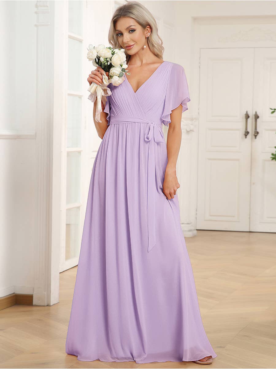 Ever-Pretty - Vente Robe – femme - Robes de soirée à volants à manches courtes exclusives B2B54