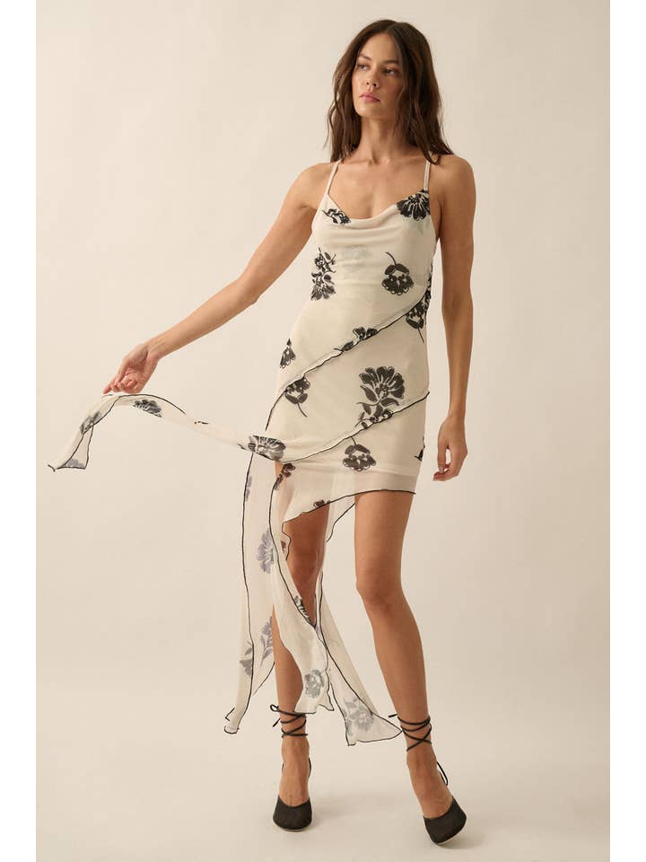 Promesa USA - Wholesale Dress - Women's - Floral Asymmetrical Hem Knit Mini Dress11