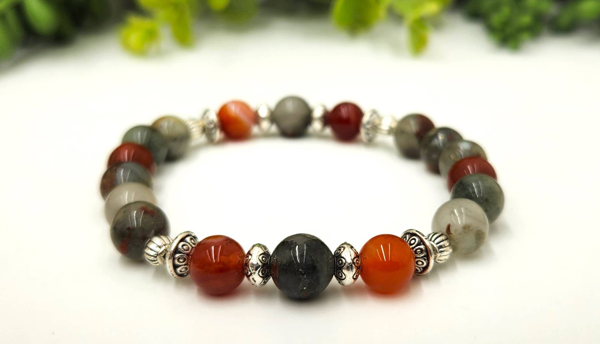 Meraki Gemstones - Vendita all'ingrosso Bracciale con perline - SALUTE/BENESSERE - Bracciale in Eliotropio/Carnelian a Fasce 8mm3