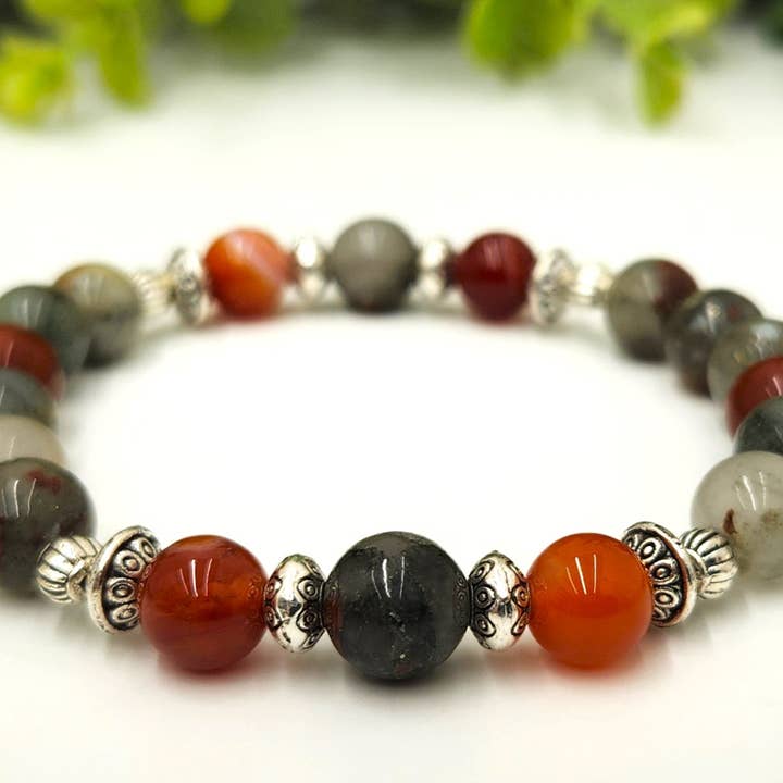 Meraki Gemstones - Vendita all'ingrosso Bracciale con perline - SALUTE/BENESSERE - Bracciale in Eliotropio/Carnelian a Fasce 8mm3
