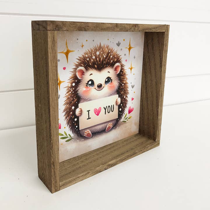 Hangout Home - Wholesale Sign - I Love You Hedgehog - Valentines Day Hedgehog Canvas Art1