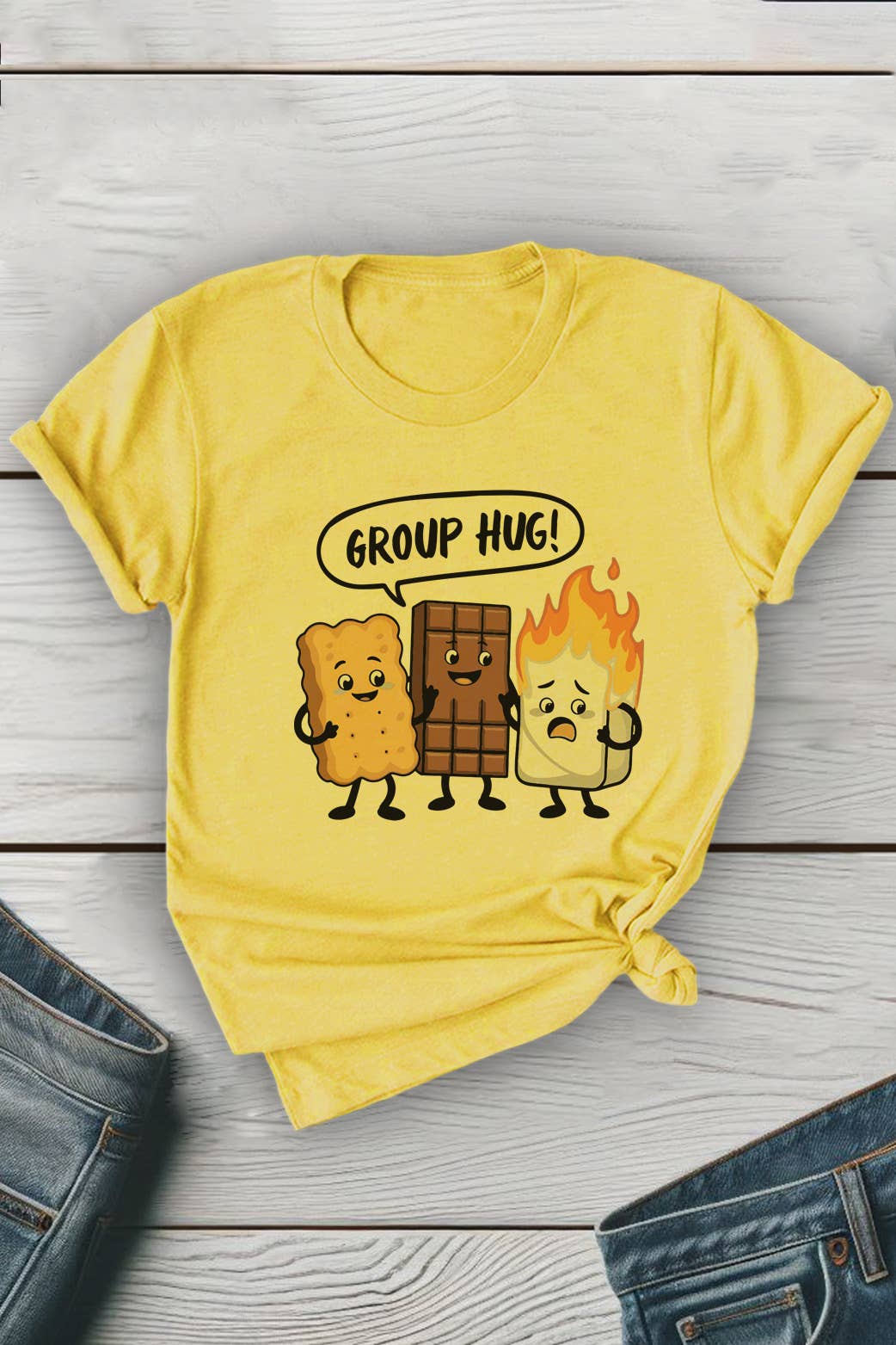 Top Avenue - Wholesale T-Shirt (Graphic) - Unisex - Smores Group Hug Unisex Round Neck Tee4