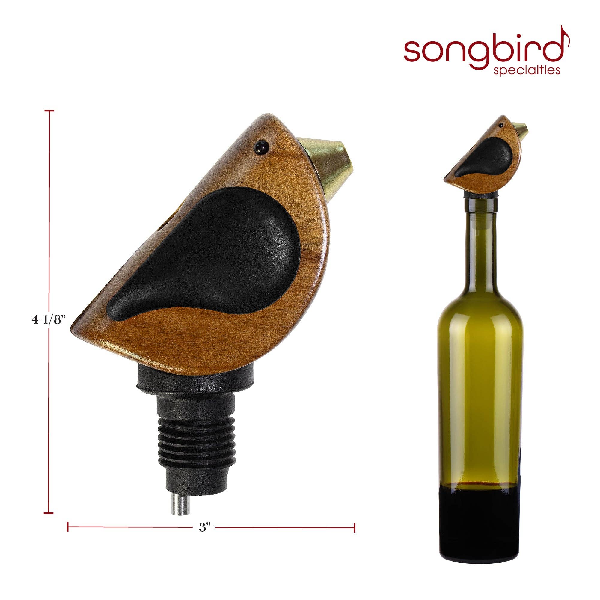 Totally Bamboo – Rolha de vinho por atacado – Songbird Specialties® "Cantor" Vertedor de Garrafas de Vinho, Preto6
