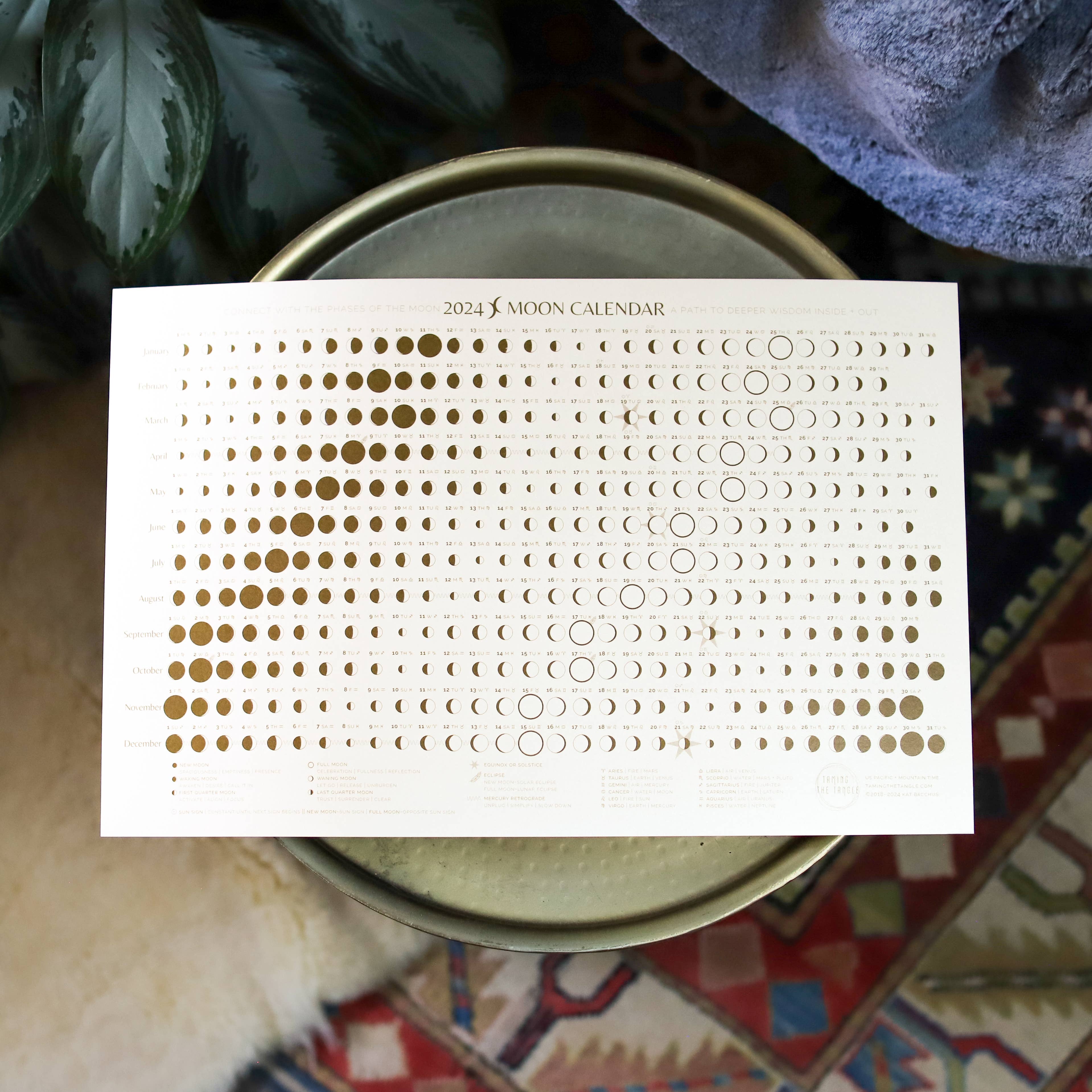 Taming the Tangle - Wholesale Calendar - Golden Hour 2026 Moon Calendar poster, limited edition0
