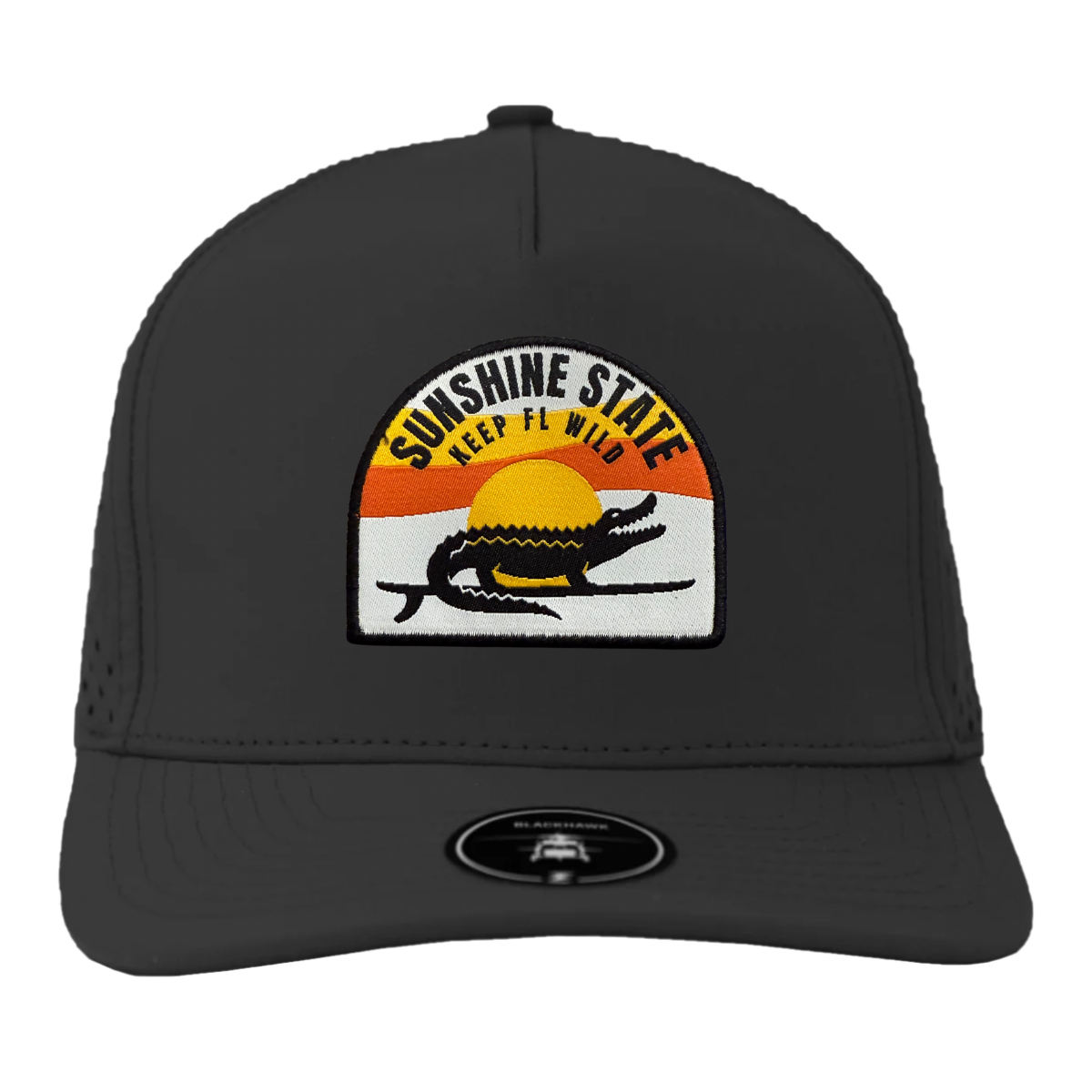 Sunshine State Goods - Wholesale Flat Brim Cap - Unisex - Sunshine State Surfing Gator Sunset Hat4
